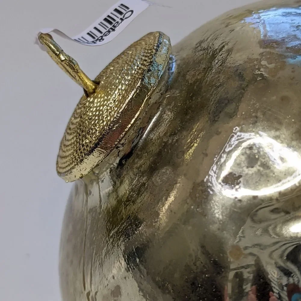 Crate&Barrel Gold Mercury Glass Christmas Ornament
